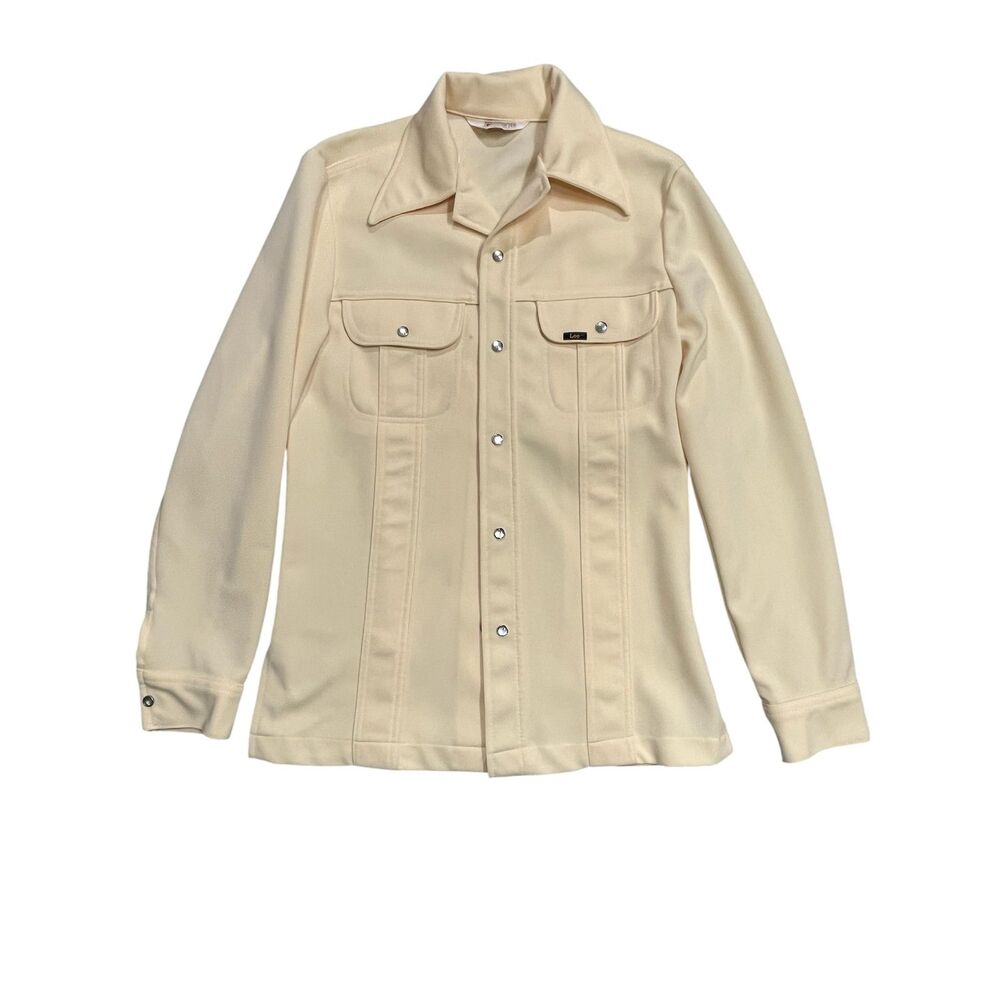 Vintage Lee Shirt Jacket Womens Yellow USA Made Western Snap Button Shacket